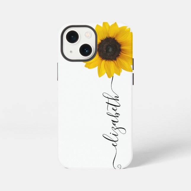 Helle Sonnenblume Script Stem Name iPhone Case Hülle (Rückseite)