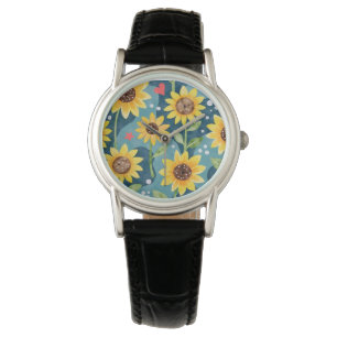 Helle Sonnenblumen Armbanduhr