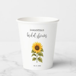 Helle Sonnenblumen Brautparty minimalistisch Pappbecher