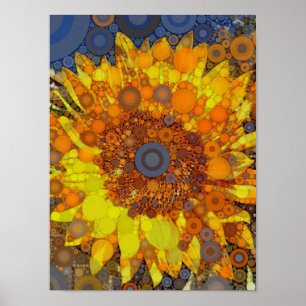 Helle Sonnenblumen Circle Mosaik Digital Art Print Poster