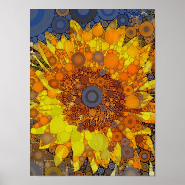 Helle Sonnenblumen Circle Mosaik Digital Art Print Poster (Vorne)