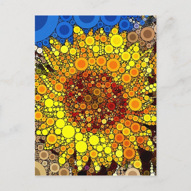 Helle Sonnenblumen Circle Mosaik Digital Art Print Postkarte (Vorderseite)