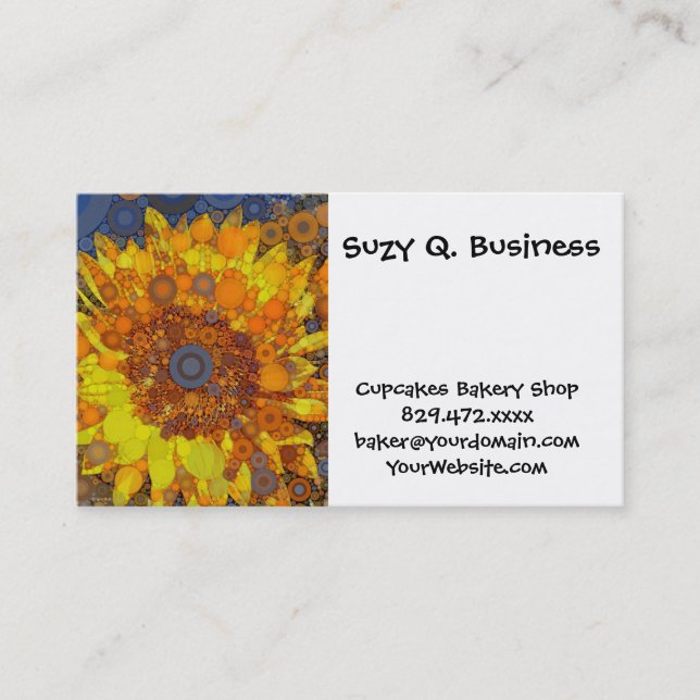 Helle Sonnenblumen Circle Mosaik Digital Art Print Visitenkarte (Vorderseite)
