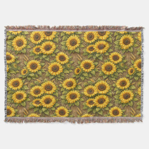 Helle Sonnenblumen-Nahtlos-Wiederholungsmuster Decke
