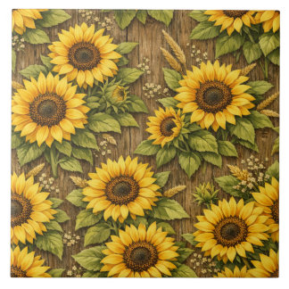 Helle Sonnenblumen-Nahtlos-Wiederholungsmuster Fliese