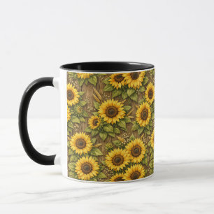 Helle Sonnenblumen-Nahtlos-Wiederholungsmuster Tasse