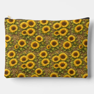 Helle Sonnenblumen-Nahtlos-Wiederholungsmuster Zubehörtasche
