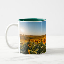 Helle Sonnenblumen-Tasse - fröhliches Blumengesche Zweifarbige Tasse
