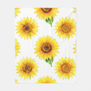 Helle Sonnenblumen-Wasserfarbe Nahtloses Muster Fleecedecke