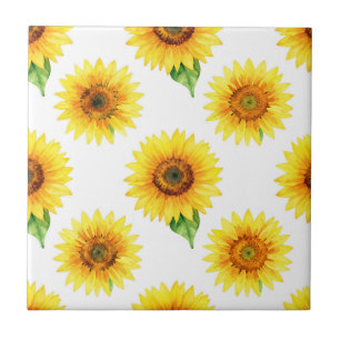 Helle Sonnenblumen-Wasserfarbe Nahtloses Muster Fliese