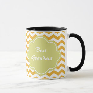 helle, sonnengelbe Zickzack Zickzackstreifen. Tasse