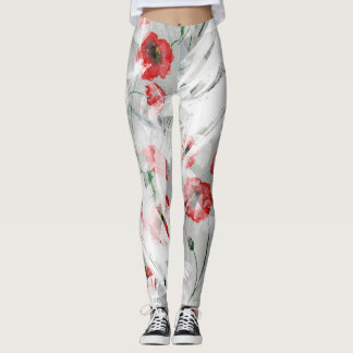 Helle Splash Red Poppe Wasserfarbe Leggings