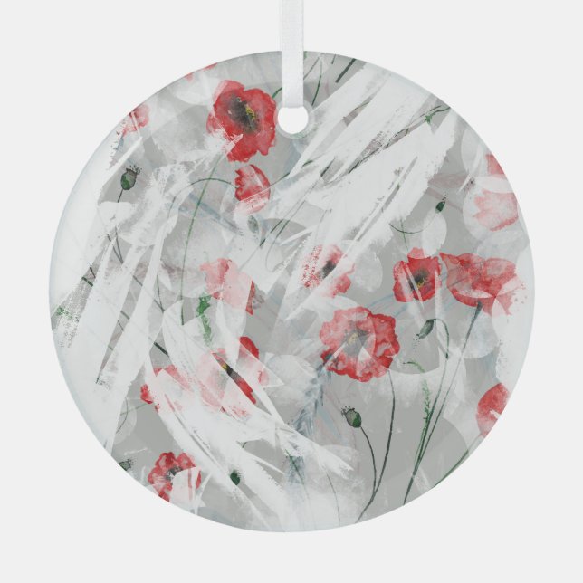 Helle Splash Red Poppe Wasserfarbe Ornament Aus Glas (Vorderseite)