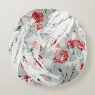 Helle Splash Red Poppe Wasserfarbe Rundes Kissen