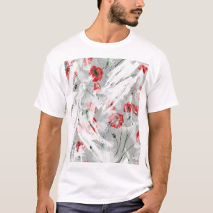 Helle Splash Red Poppe Wasserfarbe T-Shirt