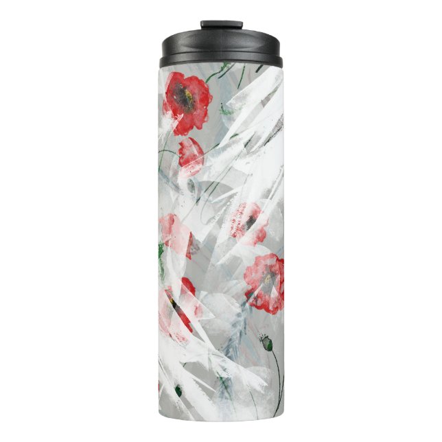 Helle Splash Red Poppe Wasserfarbe Thermosbecher (Vorderseite)