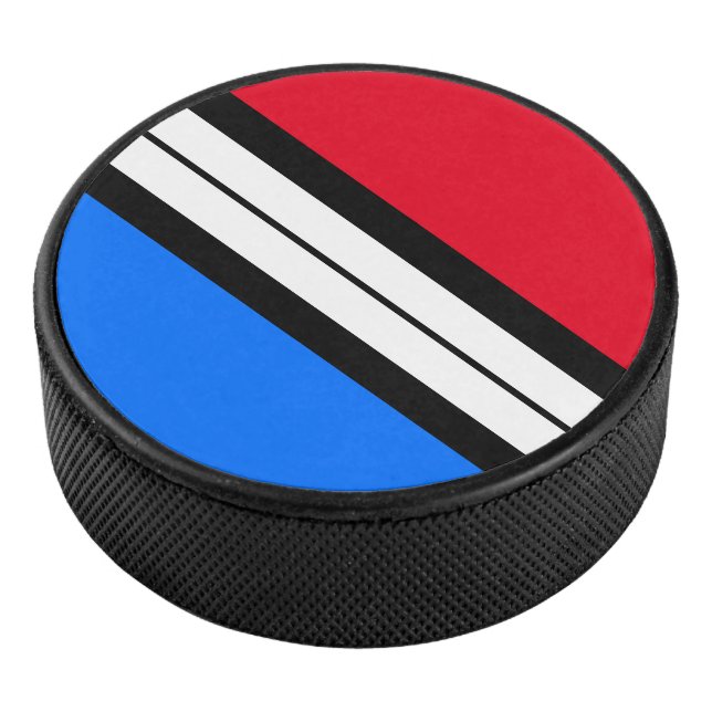 Helle Sporty Red White Blue Black Racing Streifen Eishockey Puck (3/4)