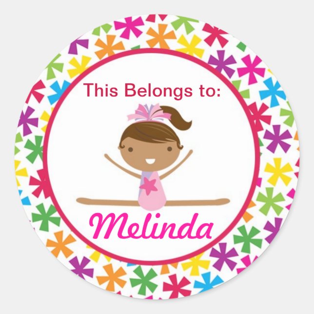 Helle Star Gymnastik zurück zur Schulaufkleberin Runder Aufkleber (Vorderseite)