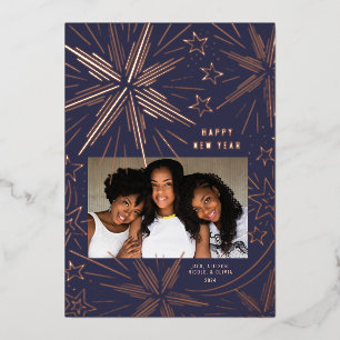 Helle Sterne Festivals Feuerwerk Neujahr Fotokarte Folien Feiertagskarte