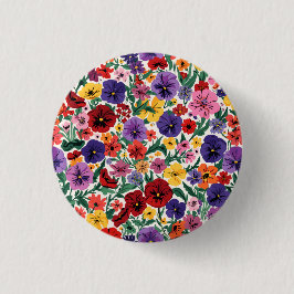 Helle Stiefmütterchen-Blumengarten-Muster Button