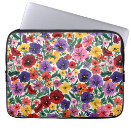 Helle Stiefmütterchen im Blumen-Garten-Muster Laptopschutzhülle
