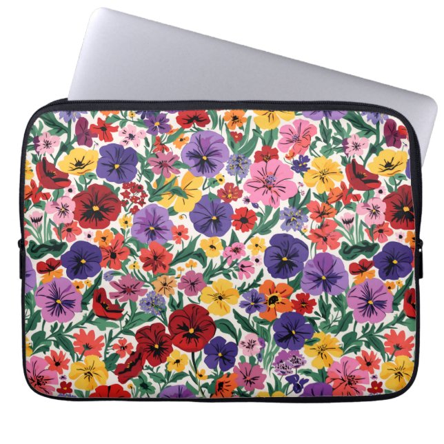 Helle Stiefmütterchen im Blumen-Garten-Muster Laptopschutzhülle (Vorderseite)