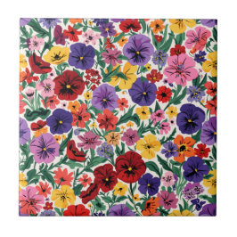Helle Stiefmütterchen im Blumenmuster für den Früh Fliese