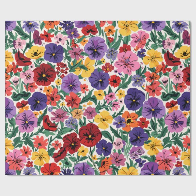 Helle Stiefmütterchen im Blumenmuster für den Früh Geschenkpapier (Flach)