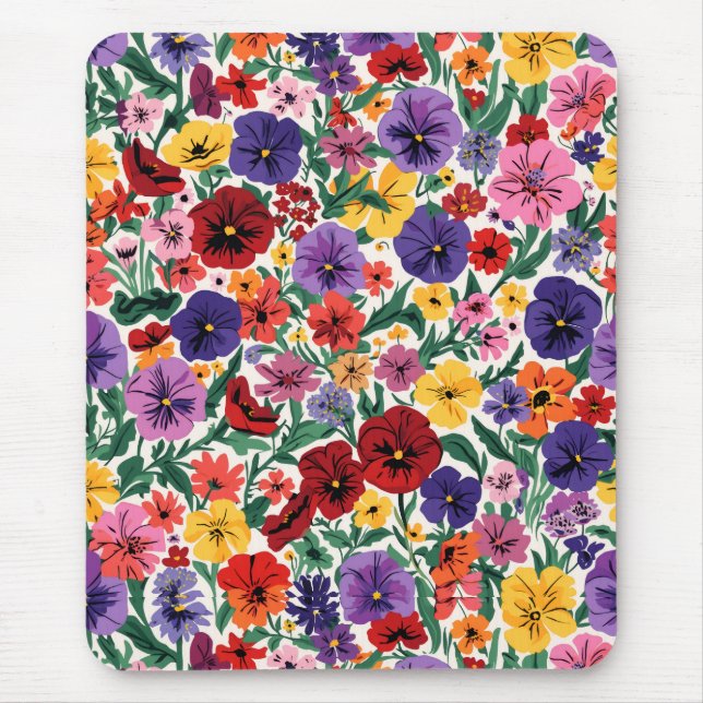 Helle Stiefmütterchen im Blumenmuster für den Früh Mousepad (Vorne)