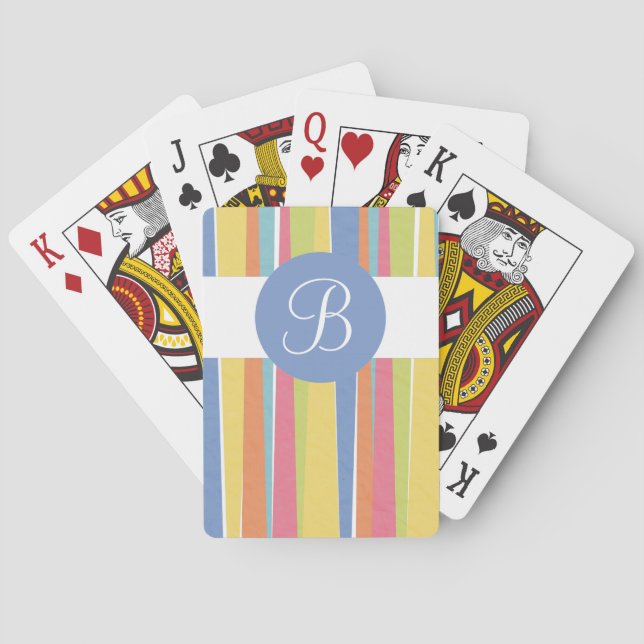 Helle Streifen benutzerdefinierte Monogramm-Spielk Spielkarten (Rückseite)