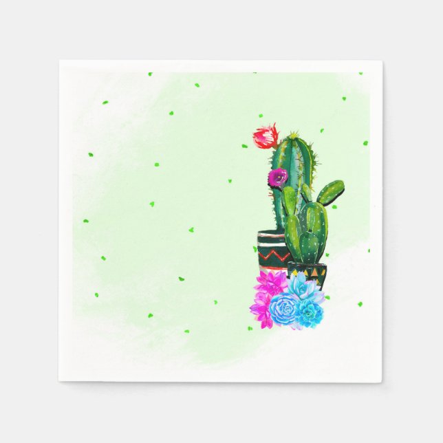 Helle Streifen Fiesta Succulents Cinco de Mayo Serviette (Vorderseite)