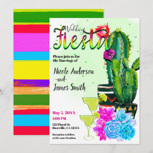 Helle Streifen Kaktus & Sukkulenten FIESTA HOCHZEI Einladung