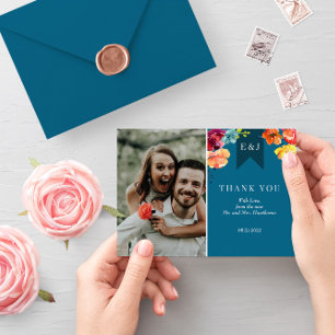 Helle Summer elegante Wedding "Danke" Card Save The Date