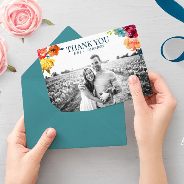 Helle Summer Foto Wedding "Danke" Card Save The Date (Von Creator hochgeladen)