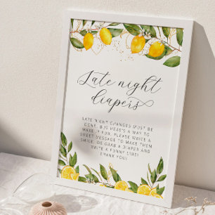 Helle Summer Lemon Babydusche Späte Night Diapers Poster