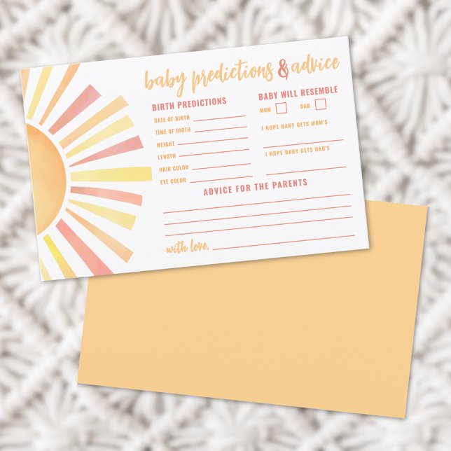 Helle Sunshine Sun Advice Baby Predictions Card (Bright Sunshine Sun Advice Baby Predictions Card)