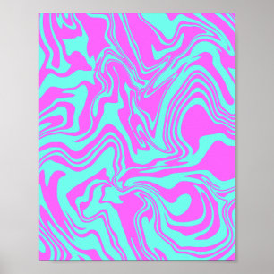 Helle Swirren Abstrakte Kunst in Rosa & Aquamarin Poster