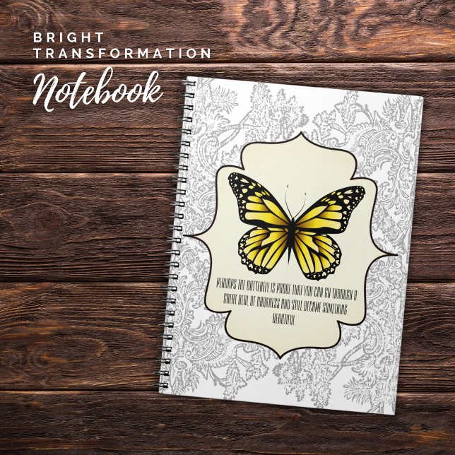 Helle Transformation Gelber Schmetterling Notizblock (Bright Transformation Yellow Butterfly Notebook)