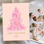 Helle Trendy Moderne Rosa Weihnachtsbaum 1 Foto Feiertagskarte<br><div class="desc">Helle Trendy Modern Pink Christmas Tree 1 Foto Holiday CardC</div>