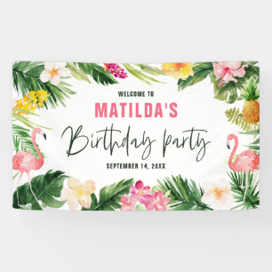 Helle Tropenblätterung Geburtstagsparty Banner