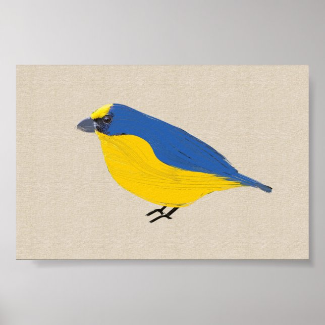 Helle Tropical Bird Euphonia auf Linen Leinwand Poster (Vorne)