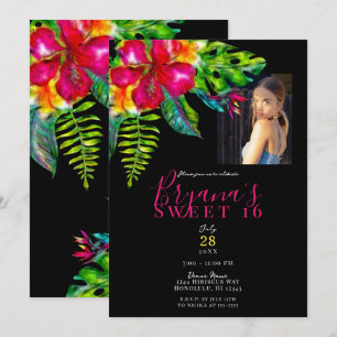 Helle Tropical-Hibiskus-Farbe Colorpop Sweet 16 Pa Einladung