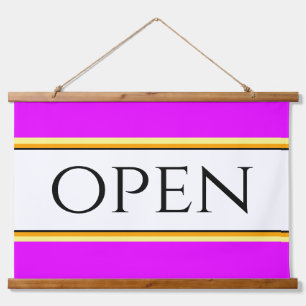 Helle tropisch rosa gelbe, weiße Streifen Wandteppich Mit Holzrahmen