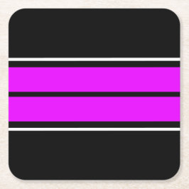 Helle, tropisch rosa Schwarz-weiße Racing Streifen Rechteckiger Pappuntersetzer