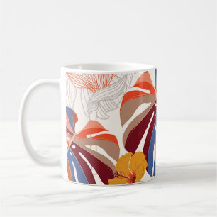 Helle tropische Blütenhandzeichnung Kaffeetasse