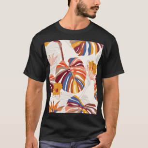 Helle tropische florale Handzeichnung T-Shirt