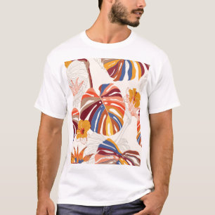 Helle tropische florale Handzeichnung T-Shirt