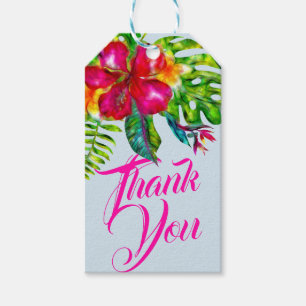 Helle tropische Hibisken und Blätter Gefallen Geschenkanhänger
