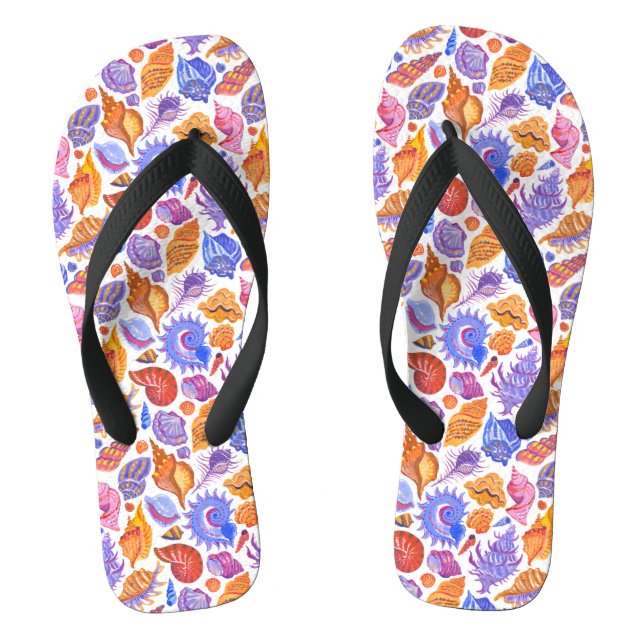 Helle tropische Muschel, handgezeichnet Flip Flops (Fußbett)