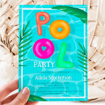 Helle tropische Schwimmbecken Party Neon Floaters  Einladung<br><div class="desc">Genießen Sie den 16. Geburtstag mit unserer lebendigen und tropischen Sweet-Einladung! Holen Sie sich Ihre Schwimmwesten und Badeanzüge für ein Party,  das sicher Spaß und unvergesslich sein wird! Mit Schwimmbad geschrieben in Schwimmern in neonrosa,  grün,  orange Abbildung Sweet 16 mit einem Schwimmbecken Reflexion und tropisches Blatt,  Palmen und Bananenblatt.</div>